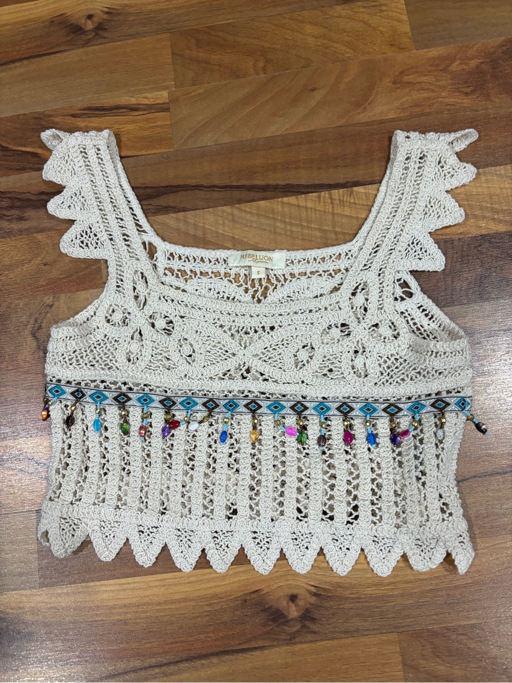 Rebellion crochet boho beaded braid crop top